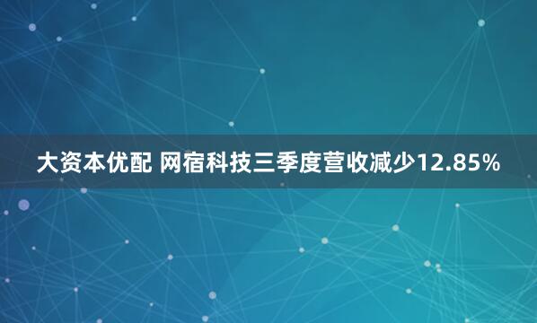 大资本优配 网宿科技三季度营收减少12.85%