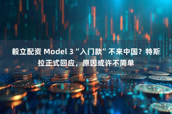 毅立配资 Model 3“入门款”不来中国？特斯拉正式回应，原因或许不简单