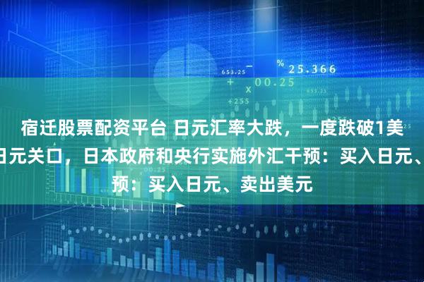 宿迁股票配资平台 日元汇率大跌,一度跌破1美元兑160日元关口,日本政府和央行实施外汇干预:买入日元、卖出美元
